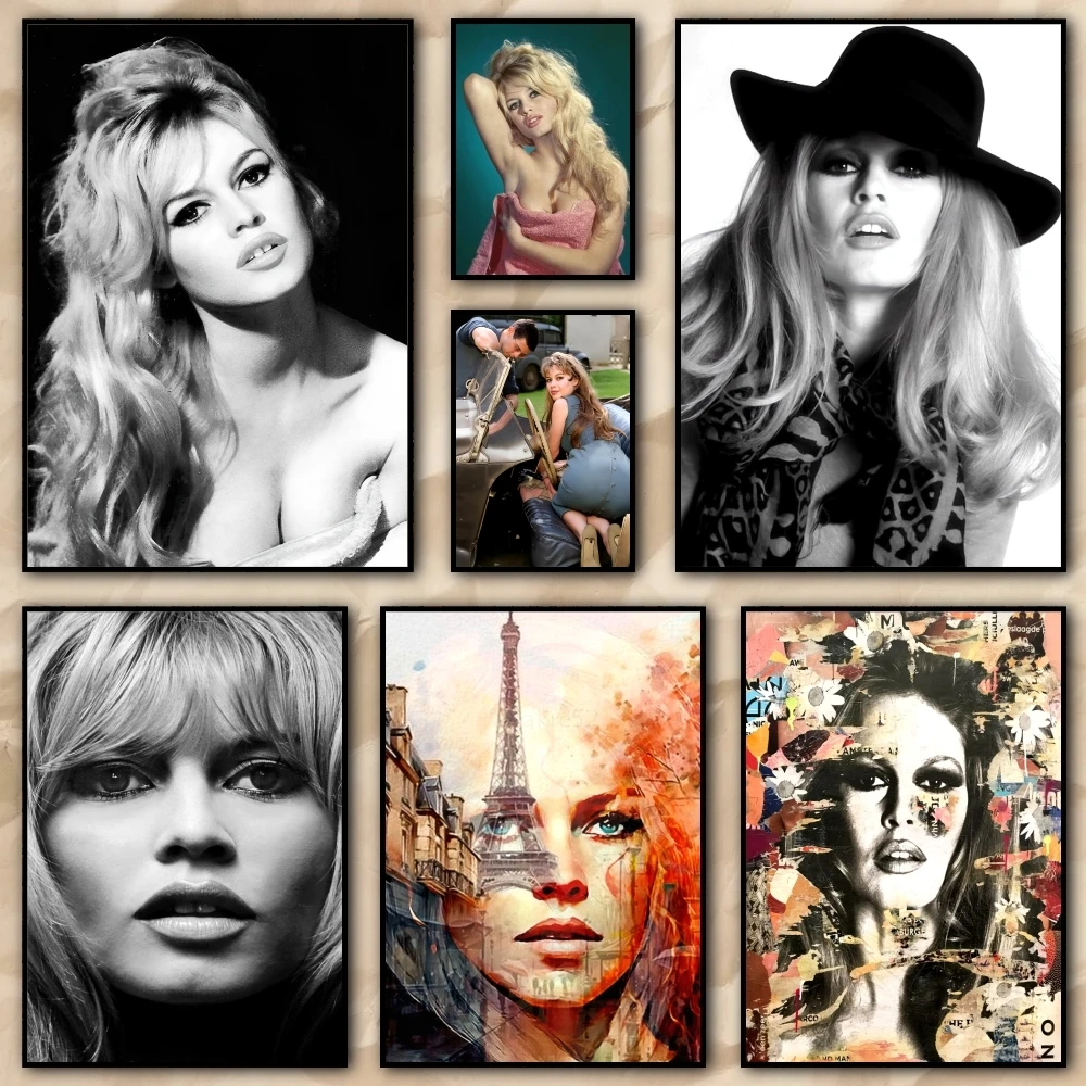 نموذج B_Brigitte B_Bardot اللوحة الخط عالية الجودة قماش ملصق جدار الفن لمكتب مطعم ديكور المنزل مجموعة #1