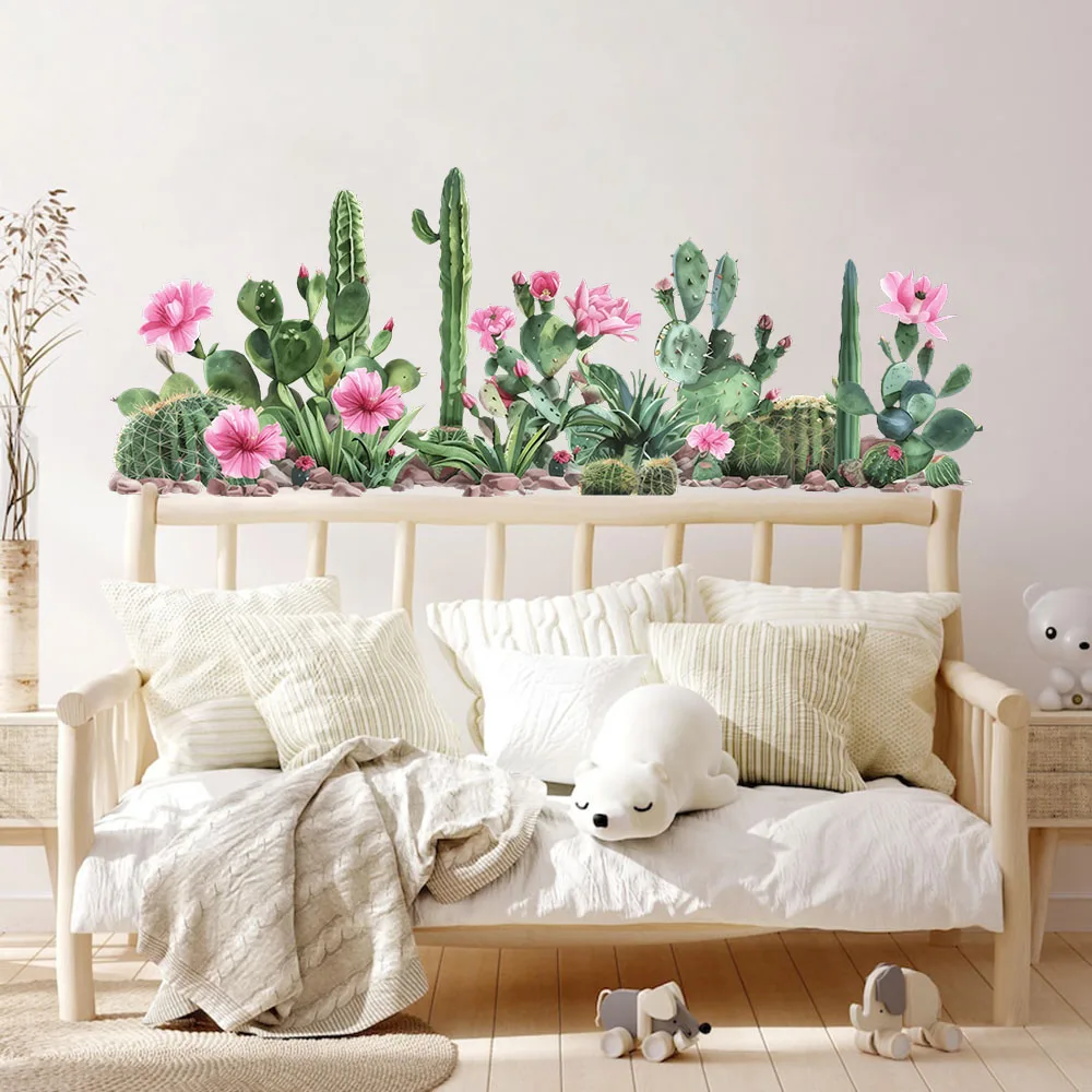 Tropical Cactus Succulents  Wall Stickers Bedroom Living Room Cacti and Aloe Desert Plants Wall Decals Wall Deco