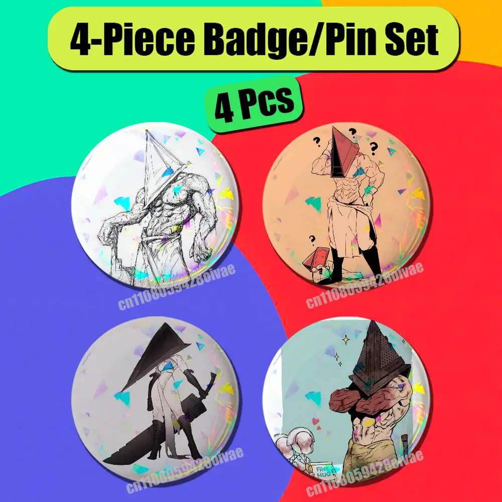 4 Pcs Set Round Button Emblem Laser Film Gift 44mm Custom For Silent Hill Heather Mason Badge Pin