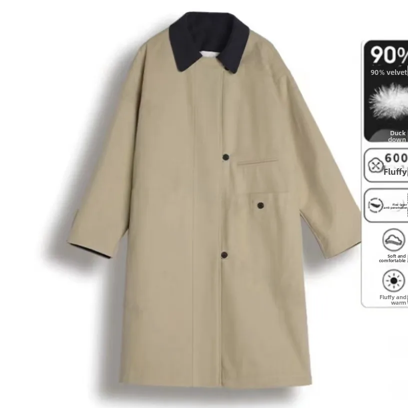 Hoge dichtheid lang fluwelen katoen dubbele rij knoopkleur Blo halflange jas dons Jaet losse pasvorm lange Sve polyestervezel