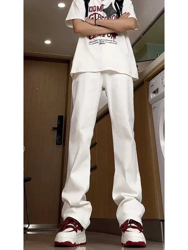 

Retro Men's Summer Thin Denim Jeans Casual Loose Long Pants Straight Leg Slimming Micro Flared Trousers Wear Resistant Cotton...