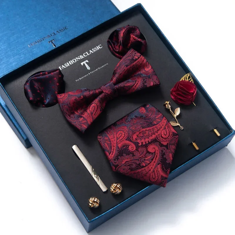 high-end wedding office business celebration festival Men's tie tie square 8 piece gift box set boyfriend tie gift