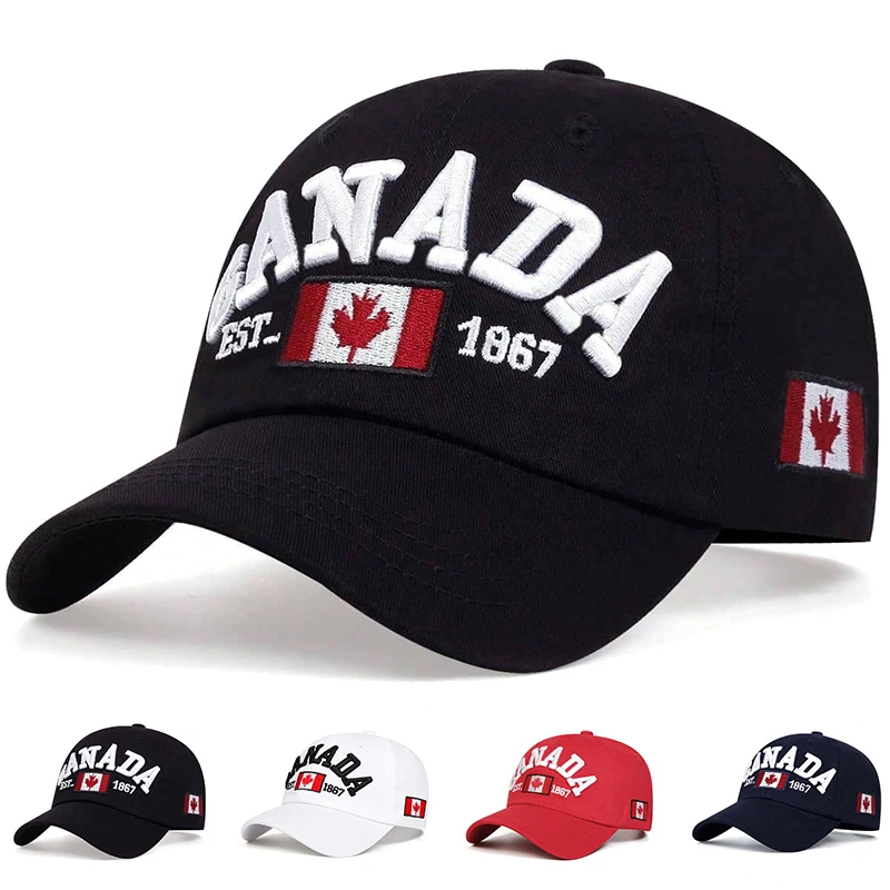 Gorra de Béisbol de Algodón con la Bandera de Canadá, Ajustable, para Hombre