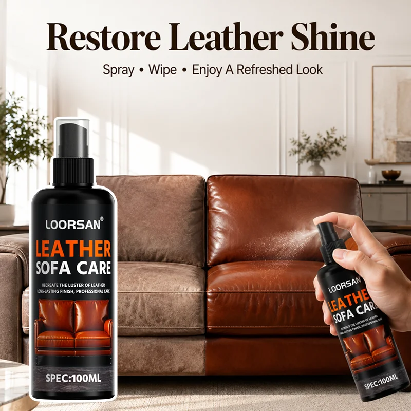 Spray revitalisant pour cuir 100ML pour l'intérieur de la voiture, les sièges, les canapés, les vestes, les sacs, anti-dessèchement, anti-fissures, polissant et conditionneur