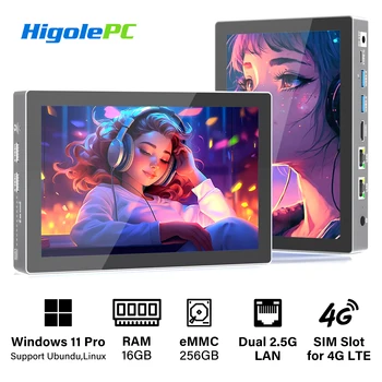 4G LTE ile Higole F9B 7 ''N100 Mini PC pencere 11 WiFi5 16GB 256GB Tablet 5000mAh çift 2.5G LAN NAS Mini PC dokunmatik ekran ile