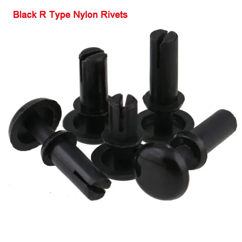 50pcs/lot Black / White R Type Nylon Rivets Furniture Plastic Nylon Pins R4050 R4060 R4070 R4080 R4090 R4100 R4120-R6080