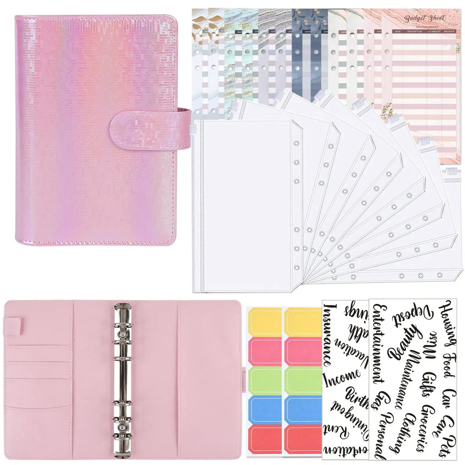 

PU Leather Budget Binder Planner Label Sticker Saving Money Budget Sheet