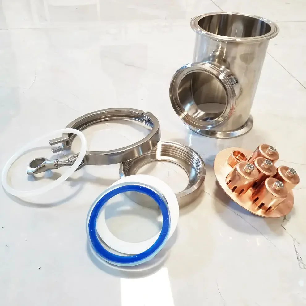 HOOLOO Stainless Steel Distillation Column Sanitary Food Grade 150mm Copper Platte Sets With Tri Clamps For Spirit Distiller