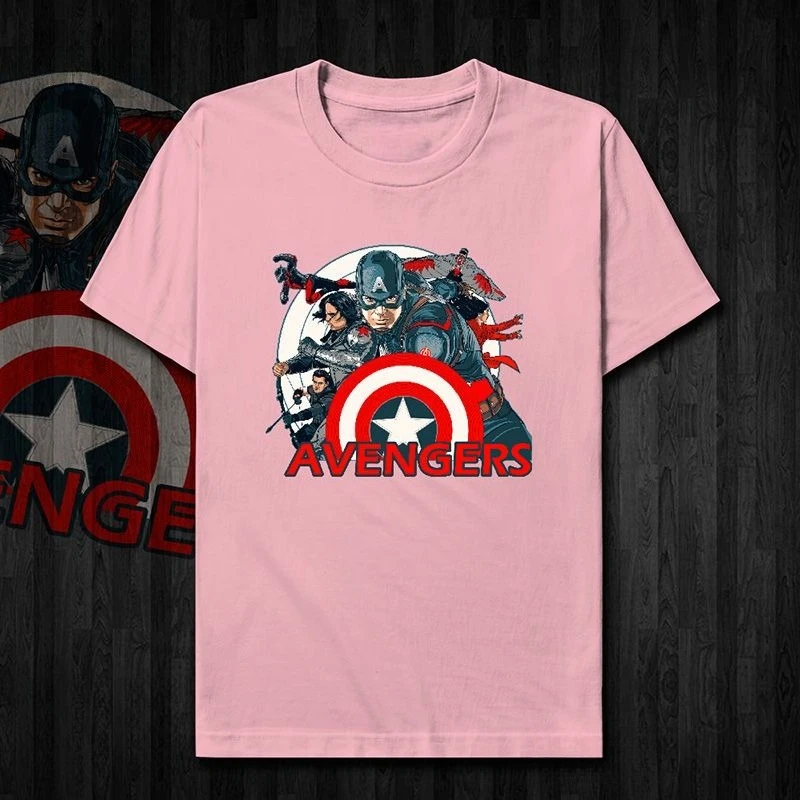 تي شيرت مطبوع بنمط كابتن أمريكا عالي الجودة معتمد من Marvel بأكمام قصيرة للرجال والنساء