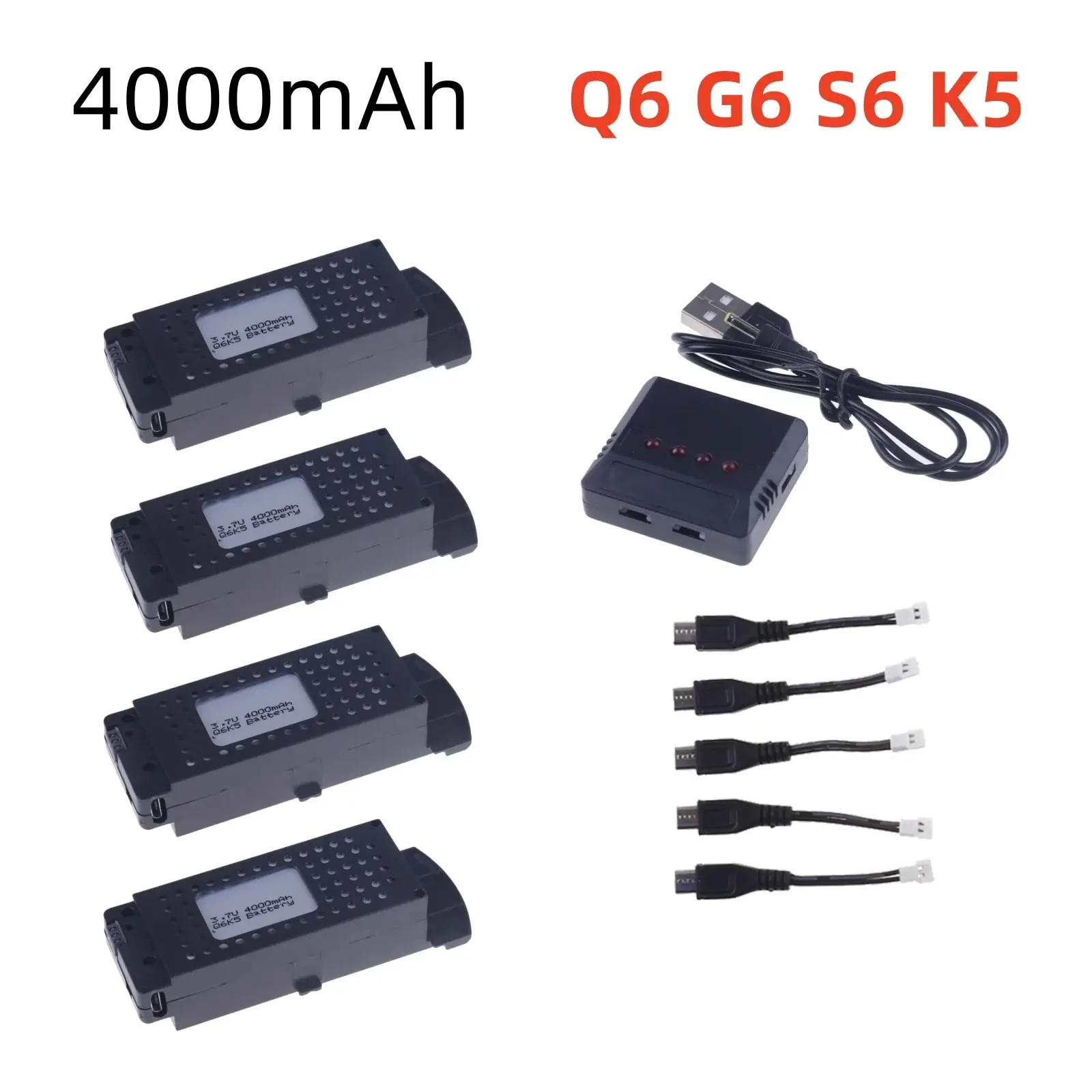 Bateria Lipo Recarregável para Quadcopter, Q6, S6, G6, T6, K5, Drones, 8K, RC, Peças de Reposição, 3.7V, 4000mAh