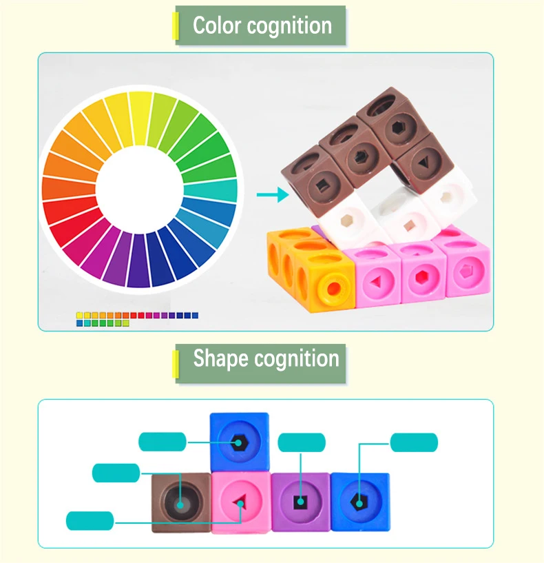 100pcs Linking Cubes Counting Set DIY Number Blocks Patching Snap Blocks Teaching Mathematics Toys Math Educational For Kids