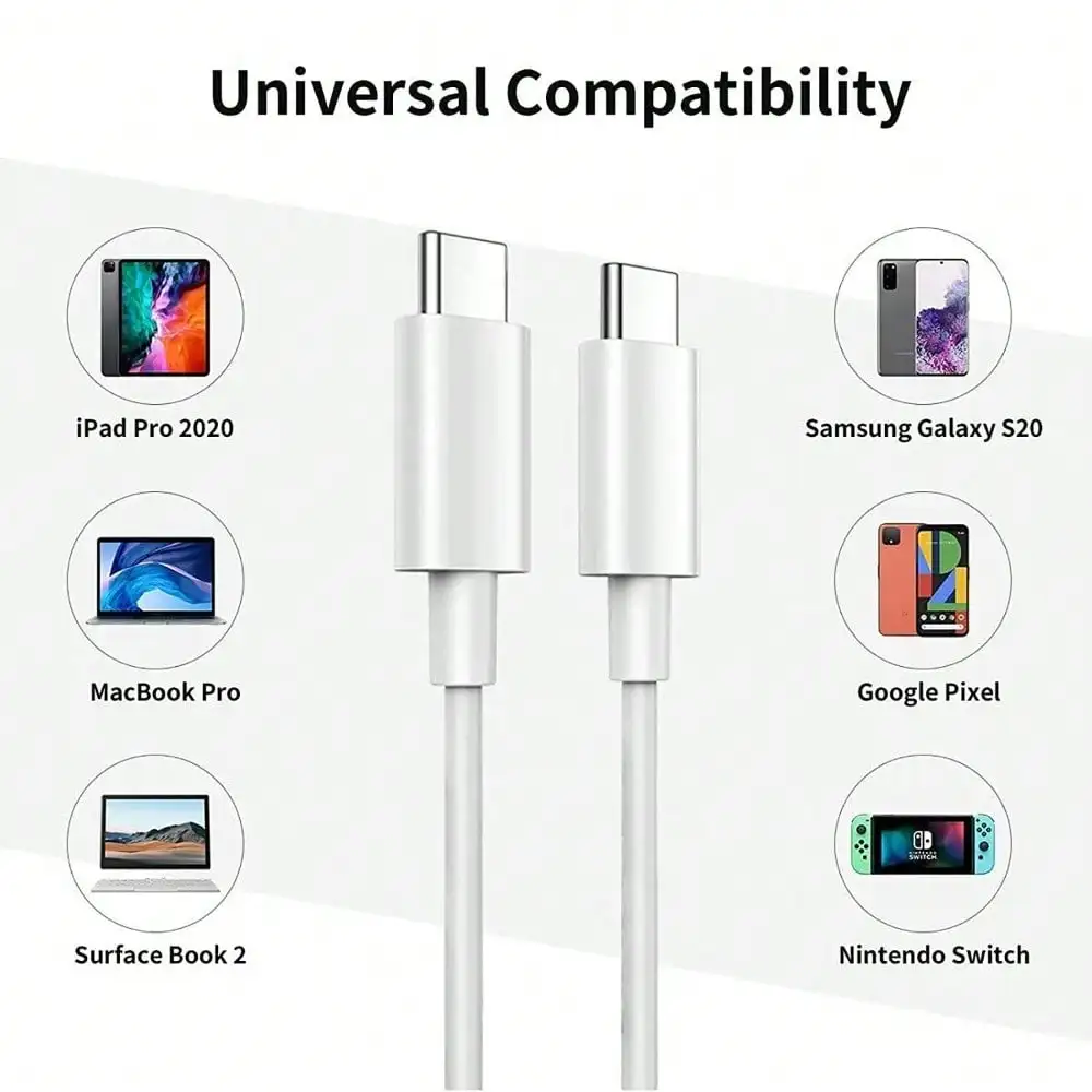 60W USB-C to USB-C Fast Charger Cable  3.3FT/6.6FT Type C Data Cord Lot For iPhone 15 16