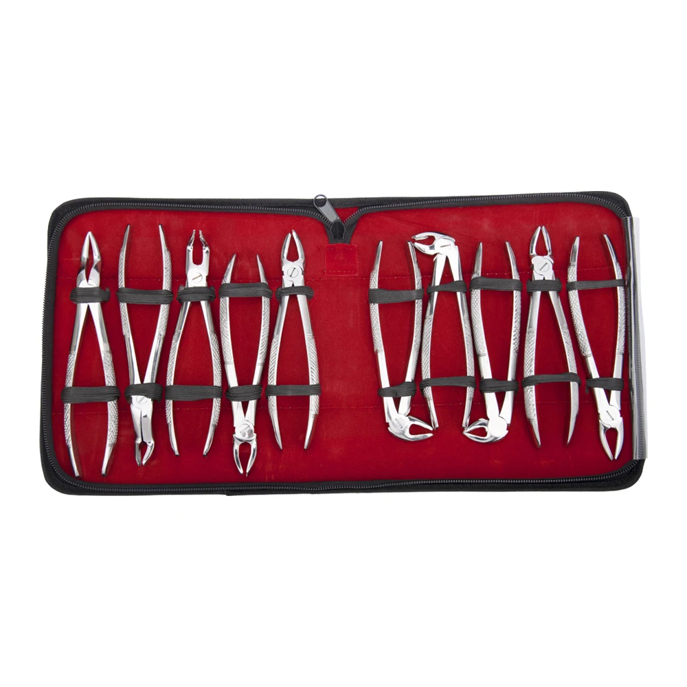 

High quality 10pcs/set Dental Adults Tooth Extracting Forceps With Tool kits Dentisit Surgical Instrument Pliers for Clinic