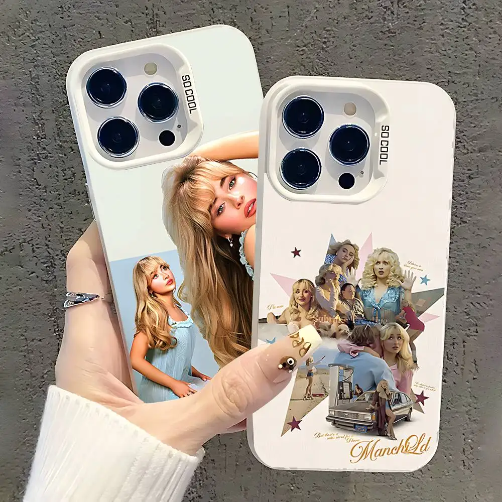 حافظة هاتف سنجر S-Sabrina Carpenter لهاتف آيفون 17,16,15,14,13,12,11,Pro,XS,Max,Plus,Mini,SE غطاء مقاوم للصدمات من الحلوى البيضاء غير اللامعة