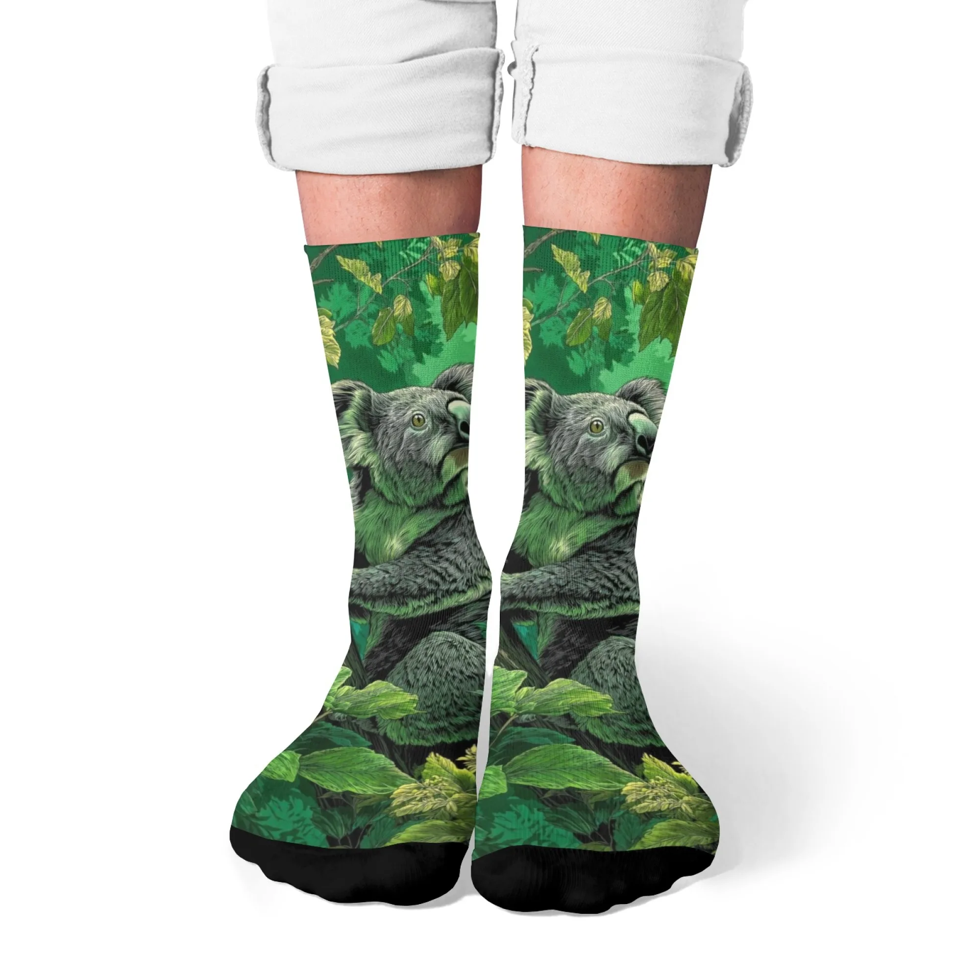 Herren-Crew-Socken im Retro-Stil im Wildlife-Stil, Vintage-Koala-Druck, Crew-Socken, weiche, bequeme Socken für den täglichen Gebrauch auf der Straße