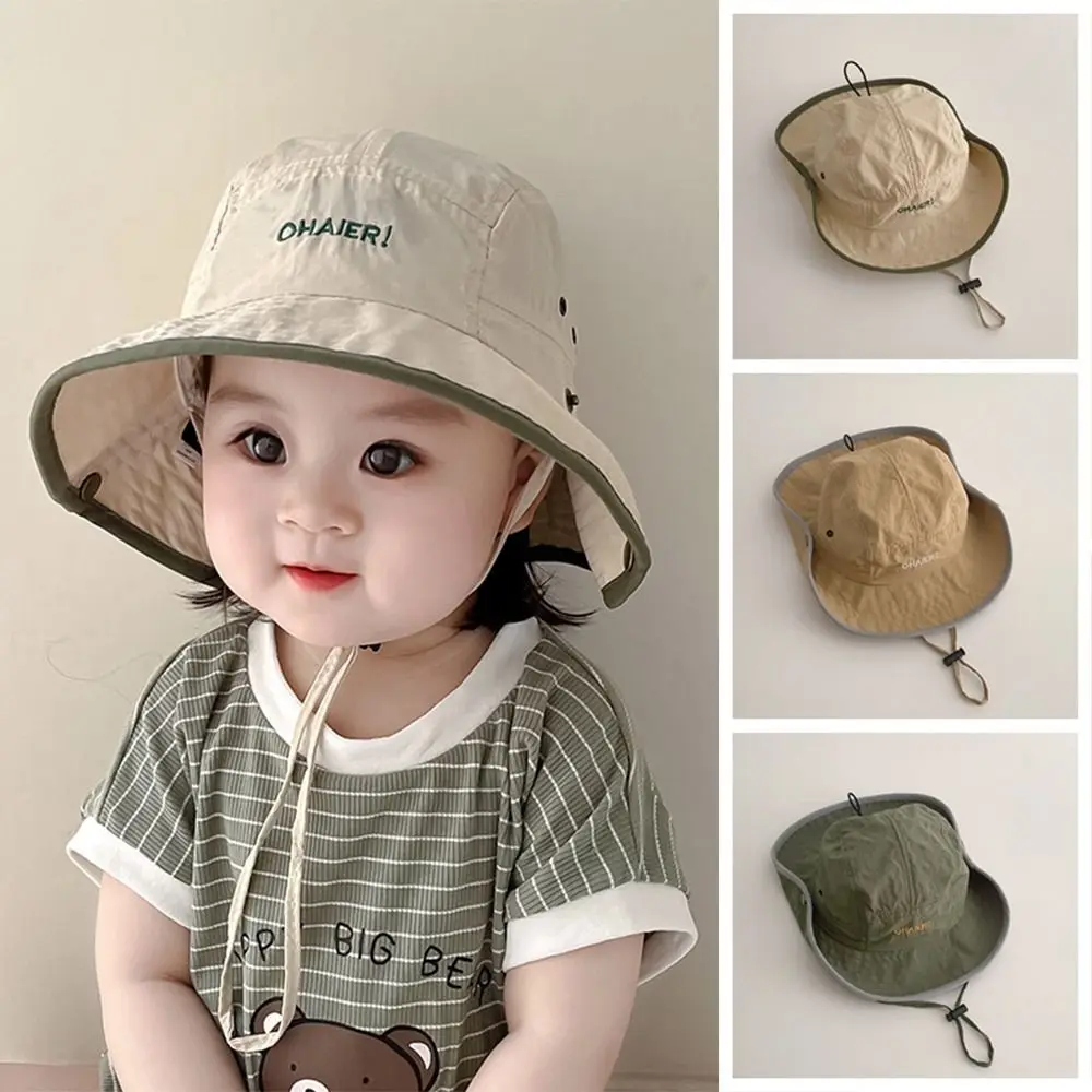 

Cute Summer Baby Bucket Hat Korean Letter Quick-dry Children Sunhat Outdoor UV Protection Fisherman Hat 2-8 Years