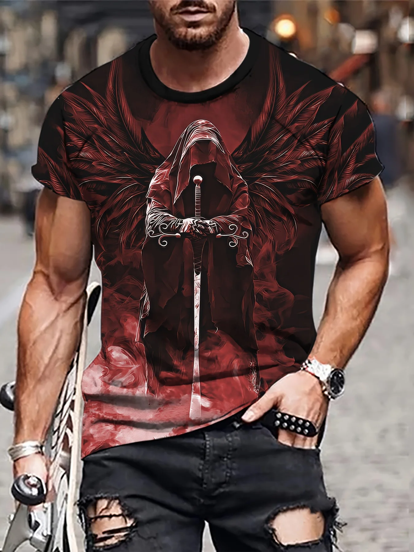 Summer Viking Clothing - Sommerliches Wikinger-Krieger-Muster 3D-gedrucktes T-Shirt – Horror-Atmosphäre,
