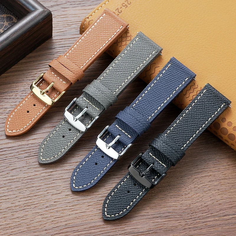 For Cartier Santos Dumont Tank London Series Cowhide Leather Watch Band for Omega Longines Tissot Palm Patterned Leather Strap view 2