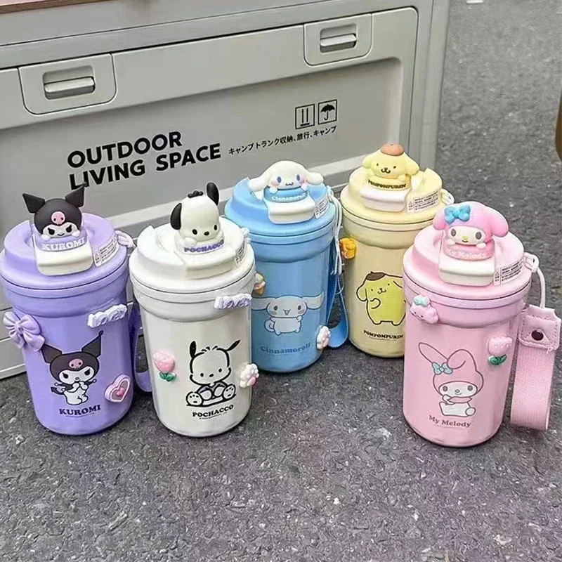 Neue sanrio mymelody kuromi cinna moroll edelstahl kaffeetasse reise thermo becher auslaufs ichere thermos flasche isolierte becher