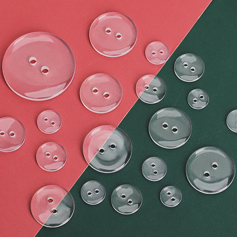 8-20mm Transparent Round Resin Buttons 2 Holes Sewing Buttons Bottoni Scrapbooking Garment DIY Clothes Apparel Accessories