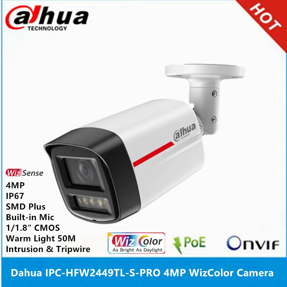 Dahua IPC-HFW2449TL-S-PRO 1/1,8" CMOS 4 MP integriertes Mikrofon IP67 24-Stunden-Vollfarb-POE SMD Plus Bullet WizSense IP-Kamera