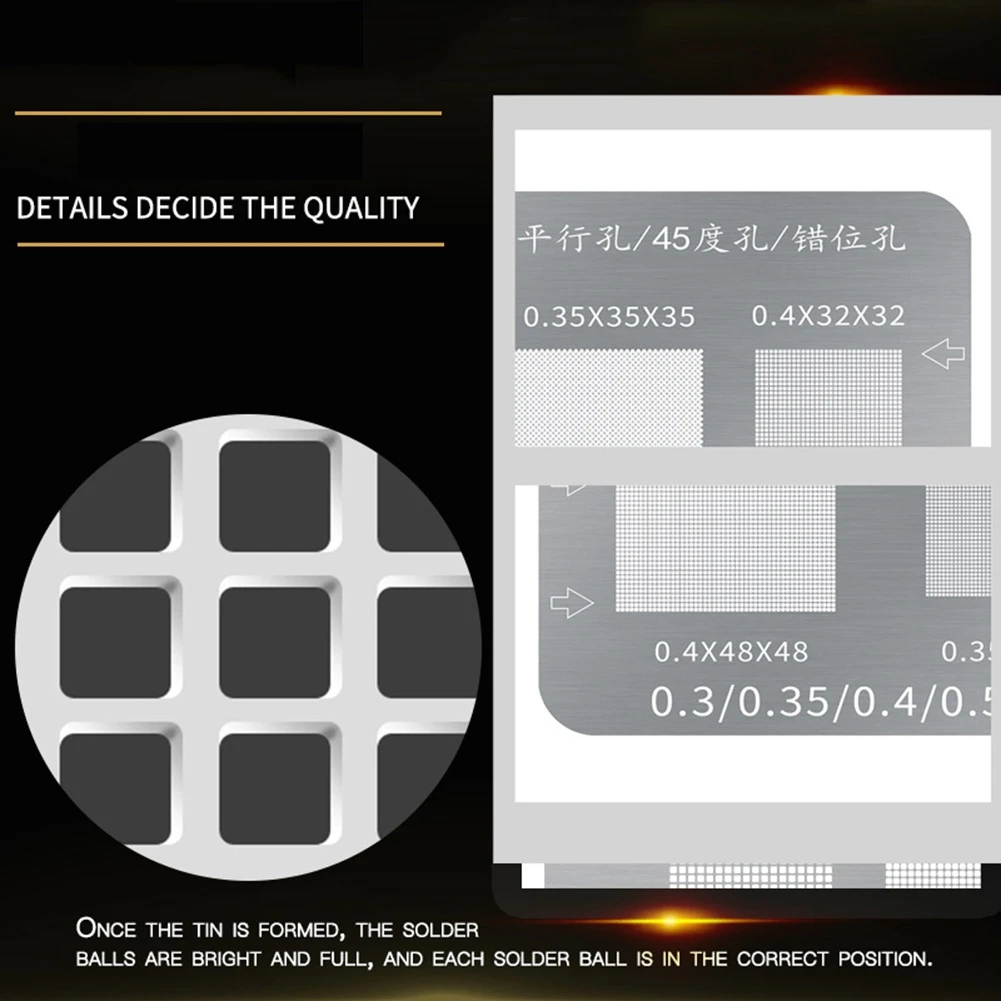 Multifunction BGA Stencil 0.3/0.35/0.4/0.5/Parallel/45 Degree Hole Universal Solder Template BGA Reballing Stencil