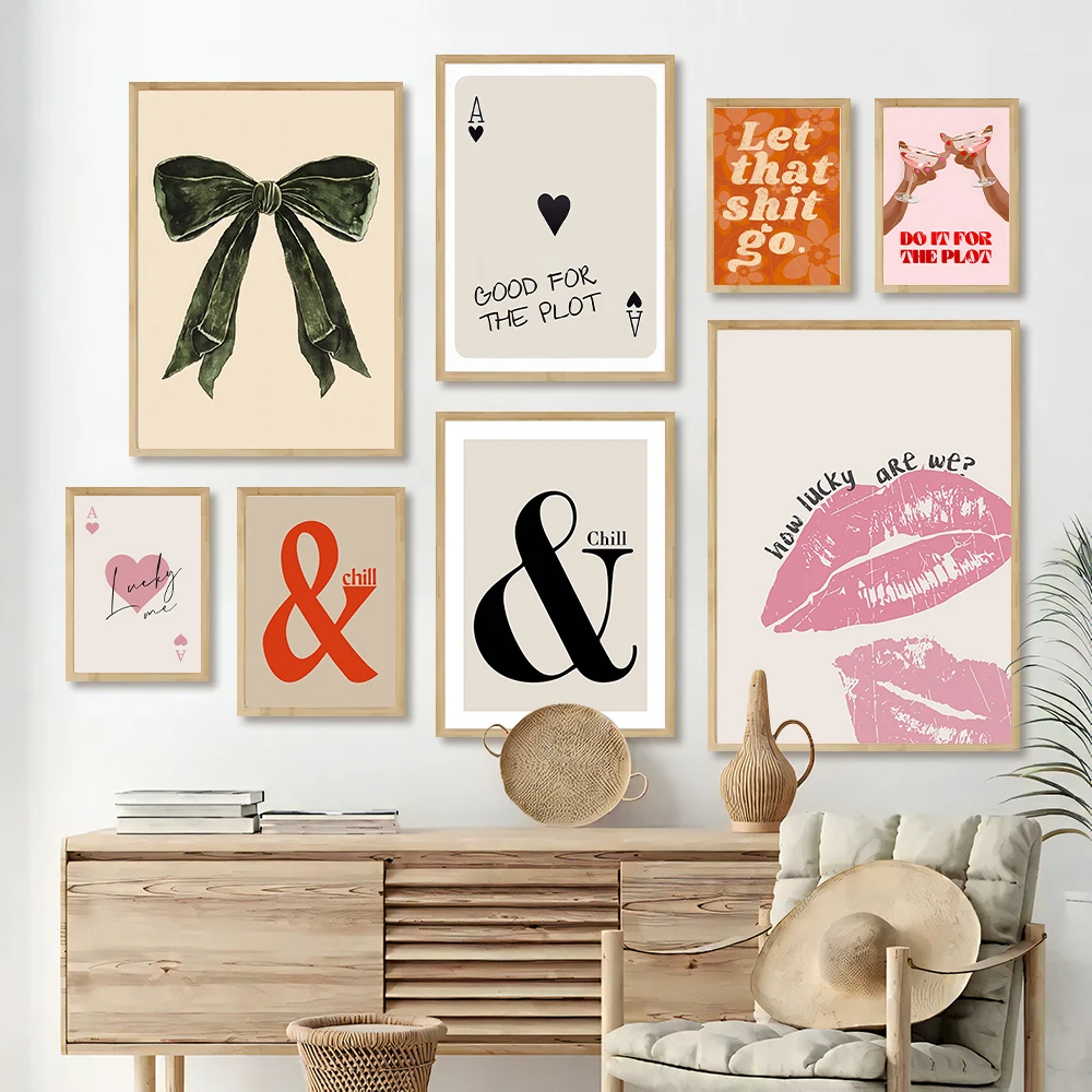 Póster de lienzo moderno Art Deco vibrante, sin marco, perfecto para decoración de oficina, sala de estar, cafetería y dormitorio, con estampado de letras único.