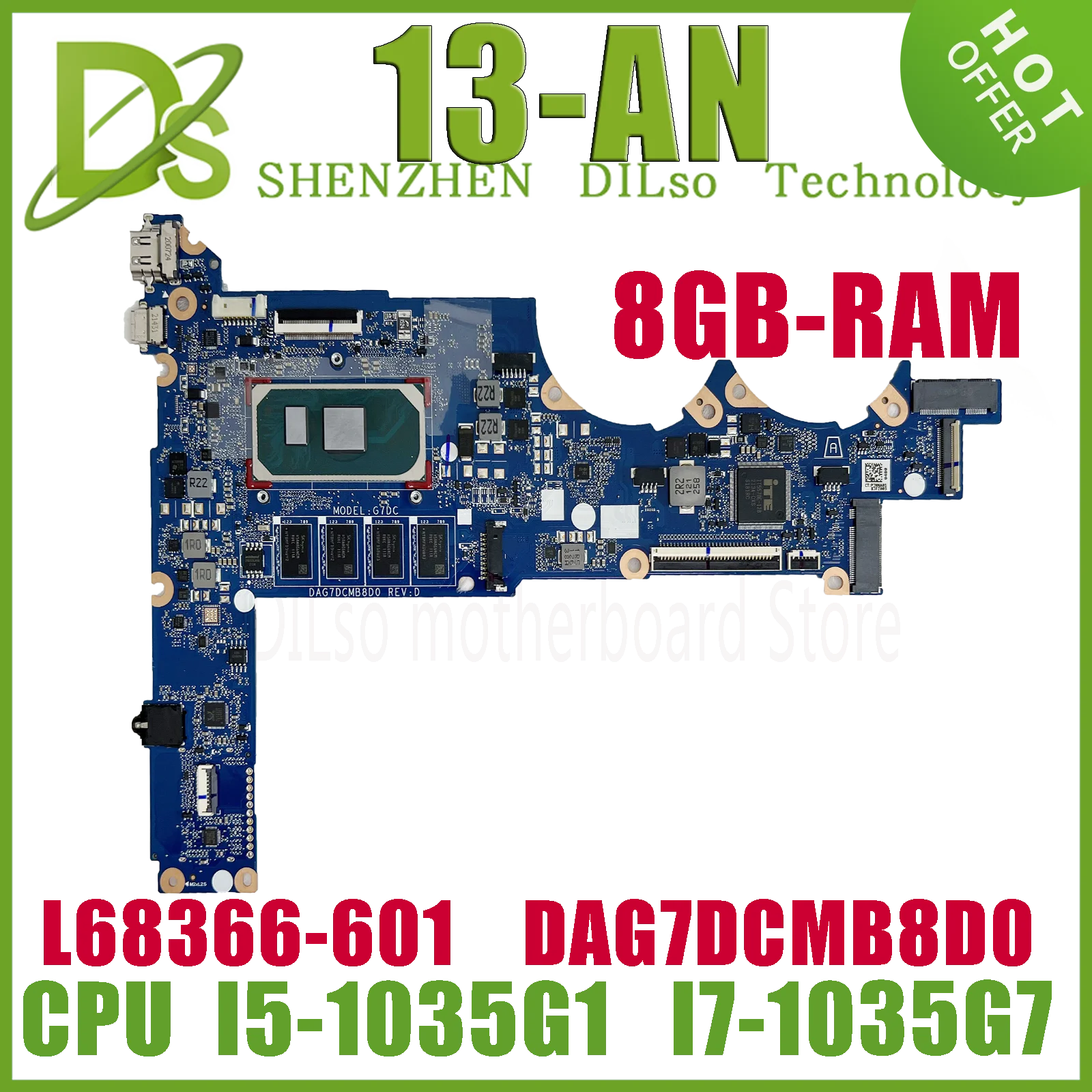 KEFU L37349-601 L68366-601 Mainboard For HP 13-AN 13-AN0031 Laptop Motherboard W/i5-8265U I7-8565U i5-1035G1 i7-1035G7 8GB-RAM