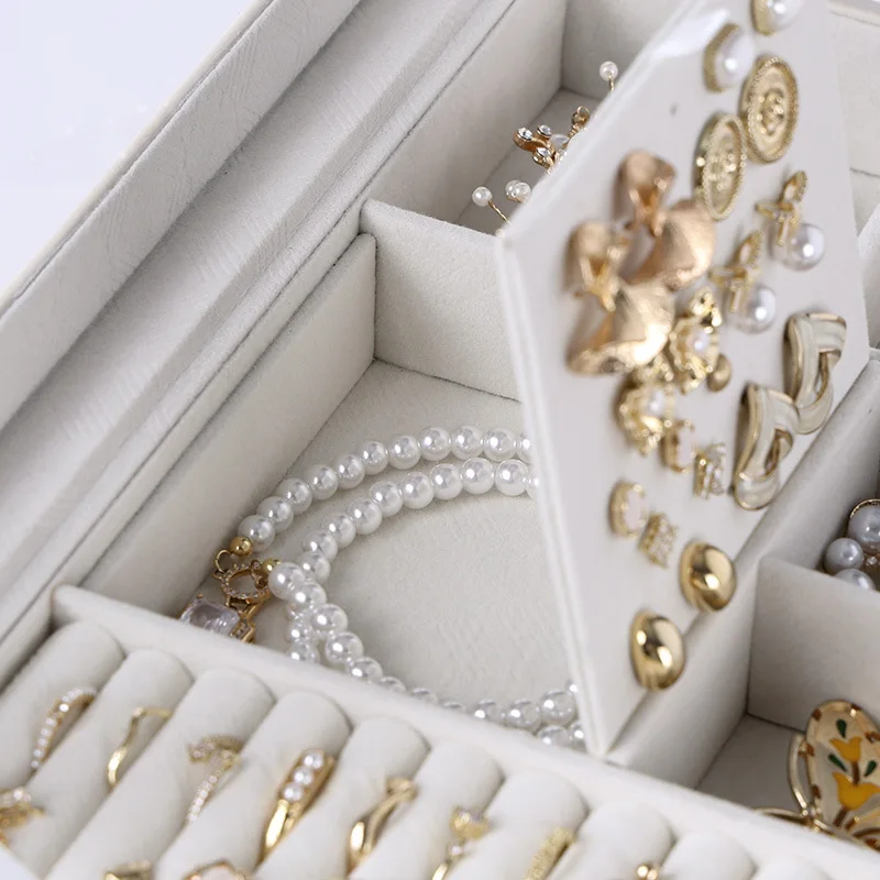 New Large Capacity Multi-Functional Portable Lock Earring Necklace Ring Jewelry Storage Box Display Box
