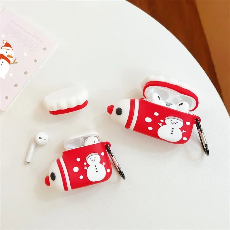 Christmas Stocking Case for AirPods 4 Airpod 1 2 3 Pro Pro2 Bluetooth Earbuds Charging Box Protective Earphone Case Cover