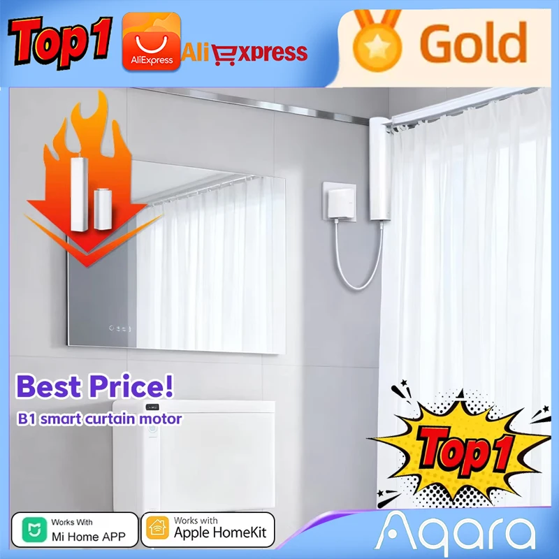 

Aqara Smart Curtain Motor B1 Heavy-duty super quiet smart WiFi motorized curtain motor automatic curtain opener workwith Homekit