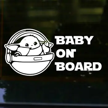 Samolepky na nárazník auta Baby Yoda na palubě, dekorace na okna a zadní část auta, varovné nálepky, vtipná dekorace 10 nejlepší prodej Autopříslušenství Yoda - №3