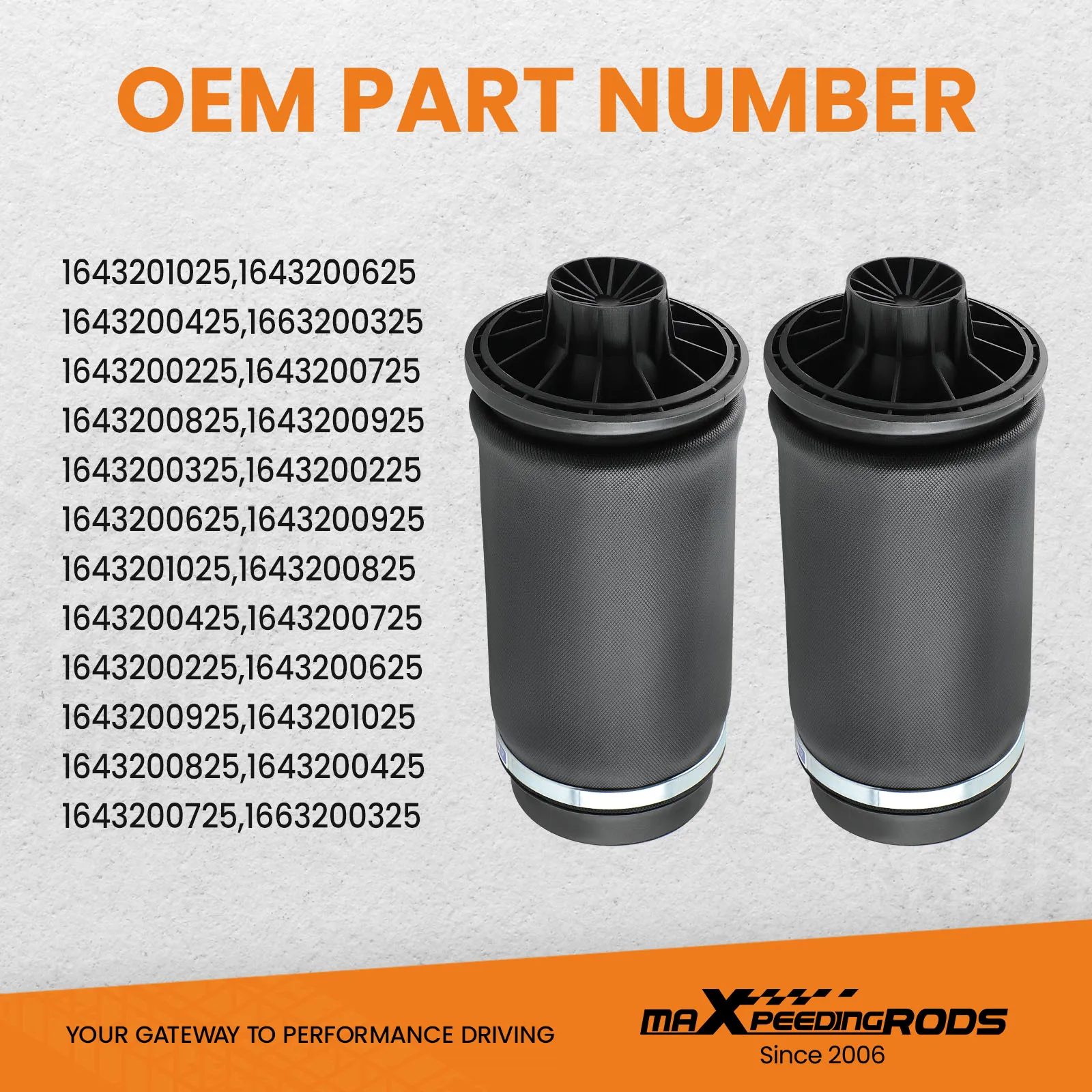 Pair Rear Air Suspension Spring Bag Bellows for Mercedes ML GL Class W164 X164 Rear Air Spring Air Suspension 1643200625