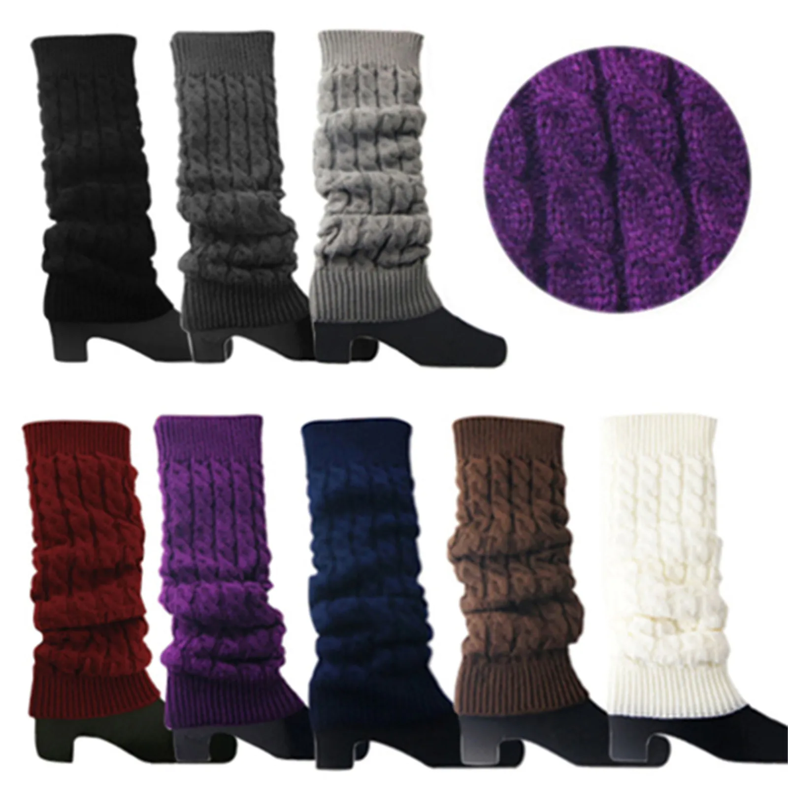 New Fashion Autumn and Winter Kneepad Leg Warmer Girls Solid Pile Heap Socks Crochet Leg Warmers Boot Daily Versatile Leg Covers