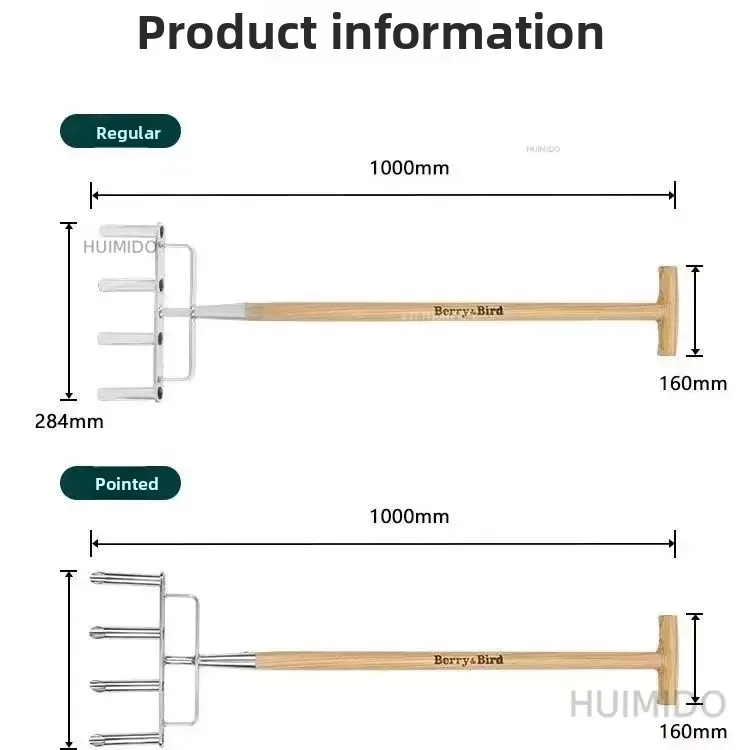 Dibber Stainless Steel Garden Hand Tools Ventilation Forks Soil Ventilation and Loose Punching Dibbers Tools for Lawn Care