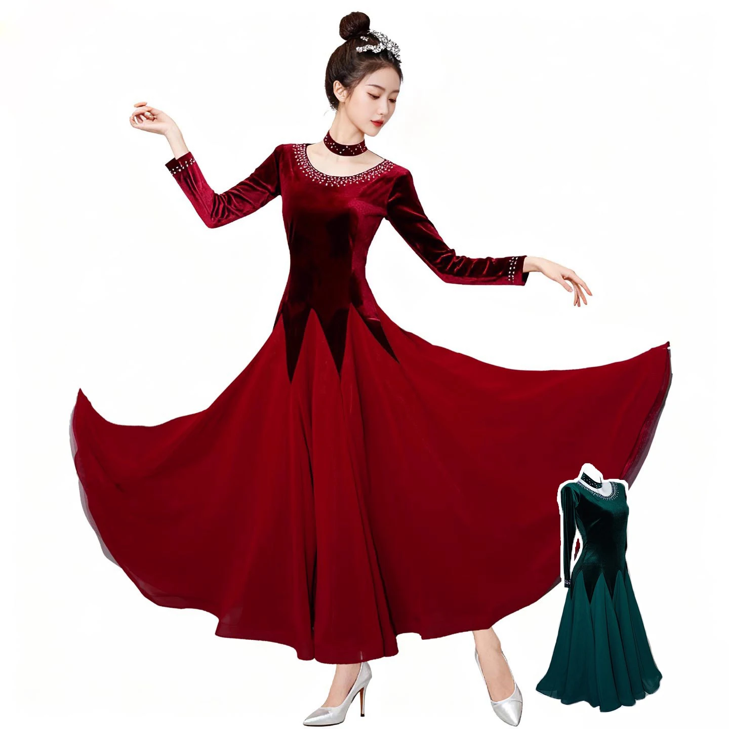 Robes de danse élégantes pour femmes, robe de danse de valse, vêtements de compétition Standard en velours, Costumes de spectacle modernes pour femmes, nouvelle collection 2026