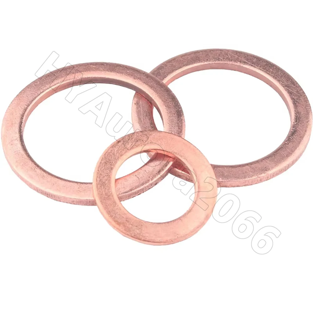 M12-M60 Solid Copper Washer Flat Ring Gasket Sump Plug Oil Seal Fittings M14x20x1.0mm Washers Fastener Hardware Accessories