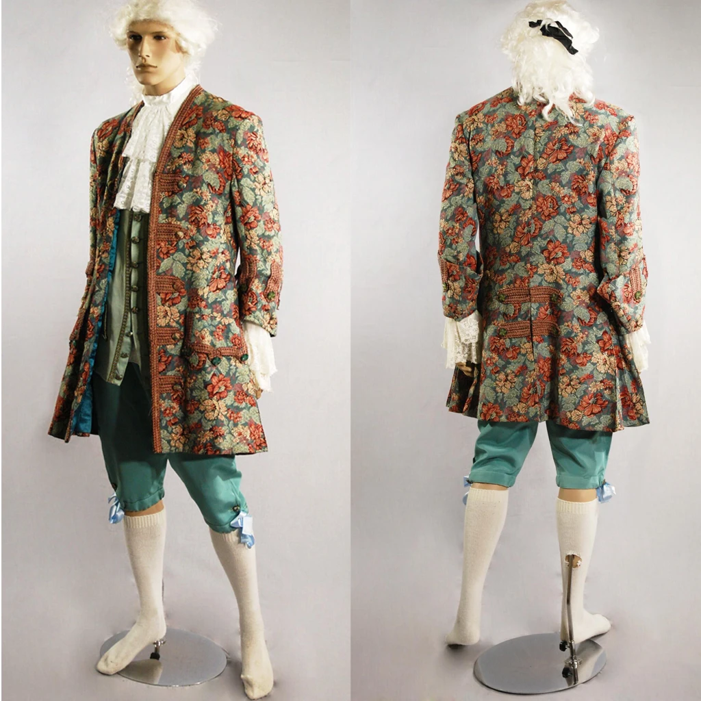 18th Century Historical Royal Men's Uniform Blazer Suit French Louis XVI Era Court Style Rococo Baroque Luxury Embroidery Dress