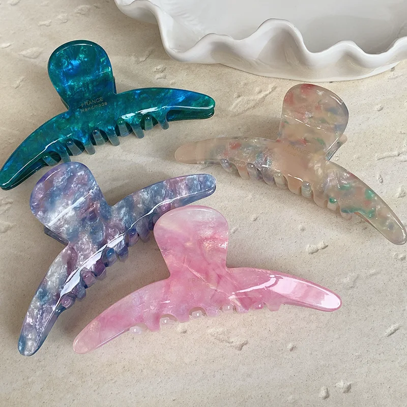 

ashion Temperament 10.5CM Half Moon Dazzle Colorful Hair Clip Simple Cute Acetic Acid Shark Clip Hair Accessories