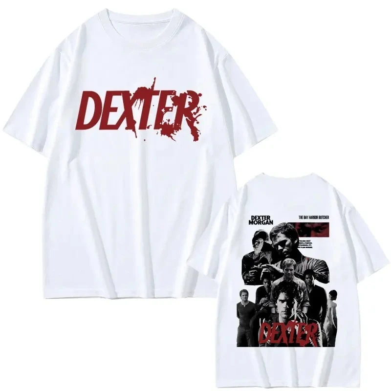 Camiseta Retrô Gótica de Algodão 2026 Dexter Morgan Harry's Code - Camisetas Masculinas e Femininas Casuais Oversized de Manga Curta
