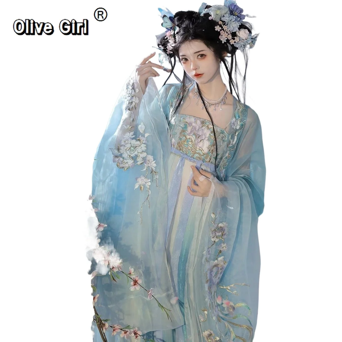 Olivegirl Summer Hanfu Original Tang style Chest Embroidered Hezi Sleeves Spring Summer Fairy Style Set High end Women's Cosplay