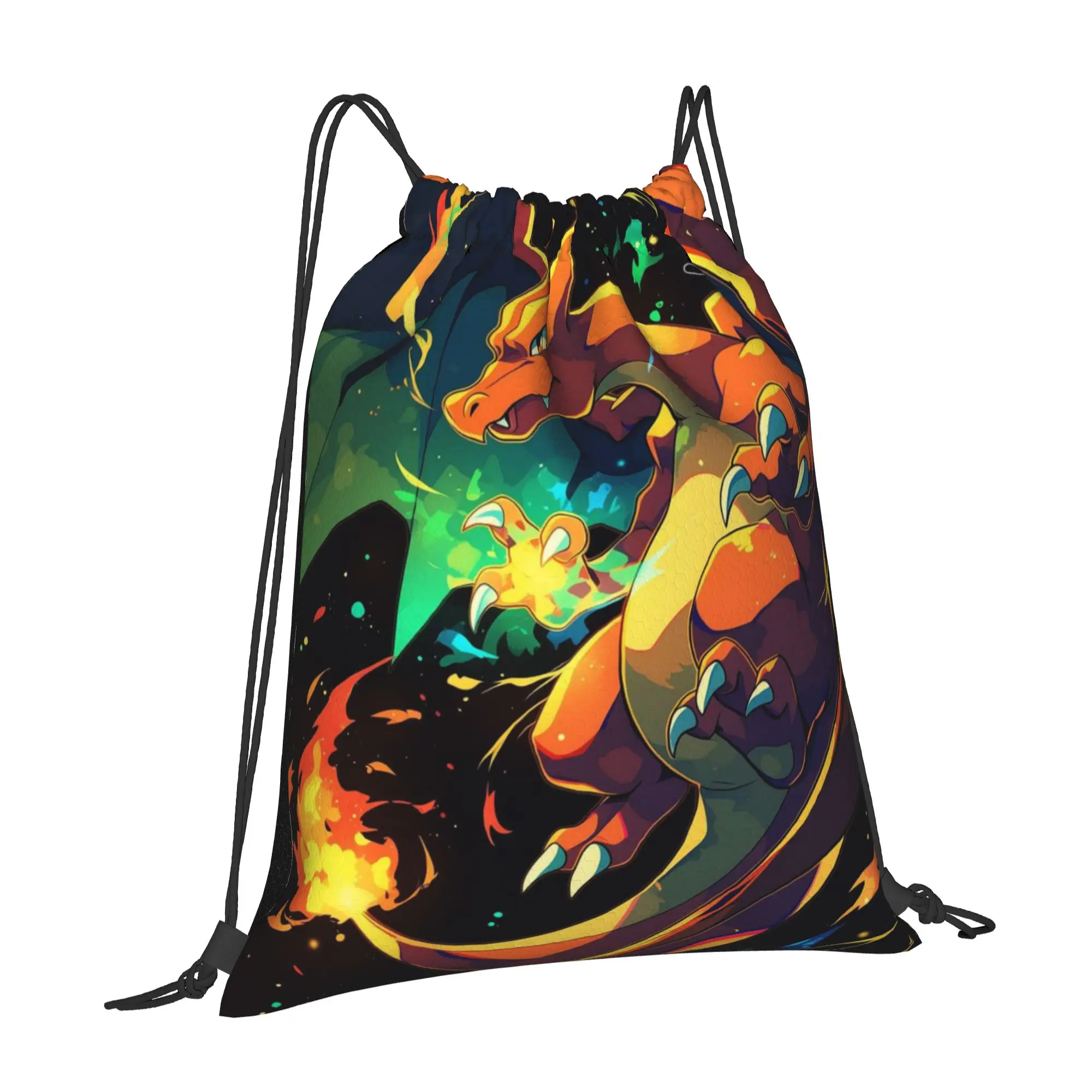 For travel Pouch pokemon Charizard Kawaii Drawstring Bags School Shoe Clothes Storage Multi-function Teen Portable Rucksack
