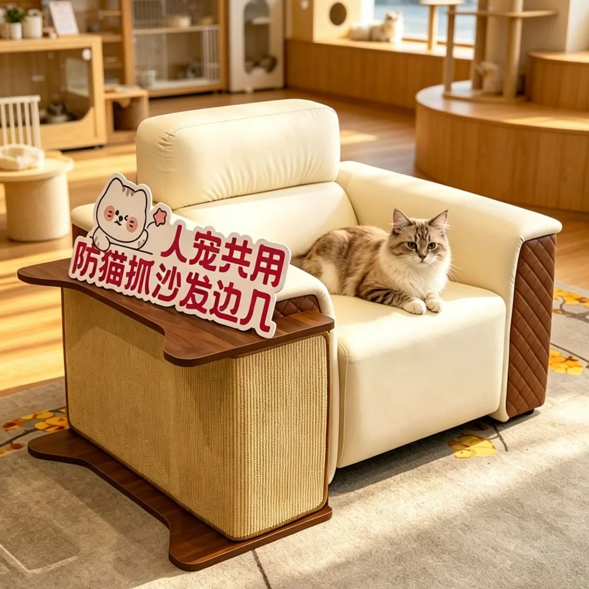 A few cat scratching boards on the side of the sofa are integrated, strong and durable, scratch-resistant, and protect the sofa