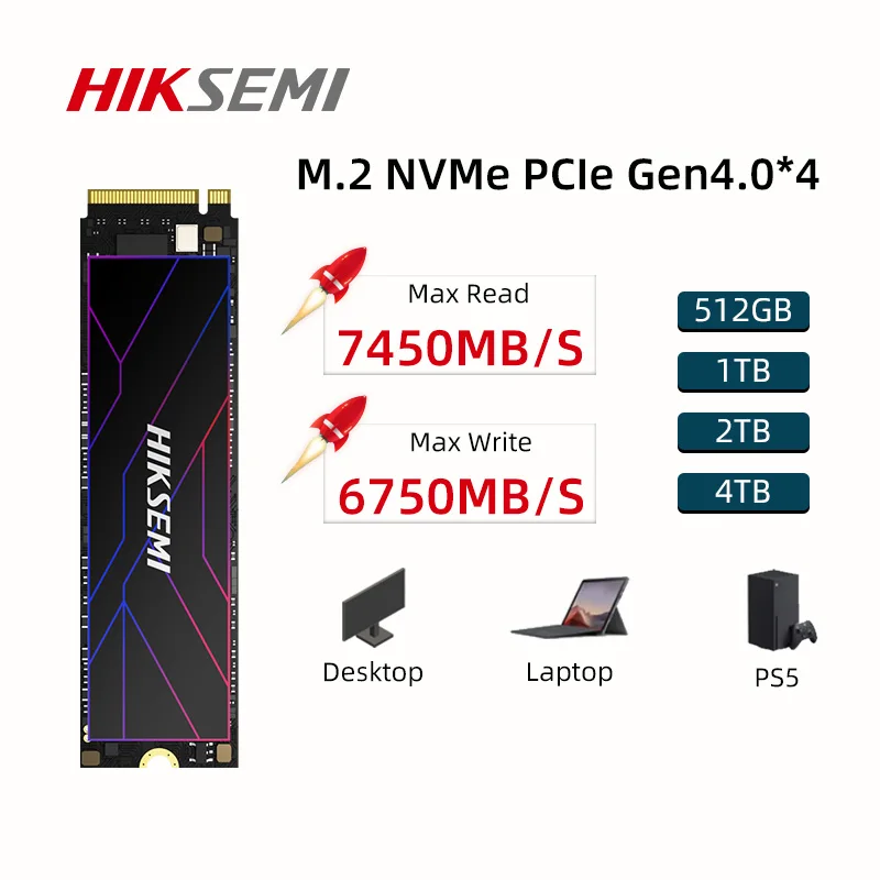 HIKSEMI CC700 Solid State Drive PCIe4.0 NVME M.2 2280 SSD 512GB 1TB 2TB Hard Drive Disk for Laptop