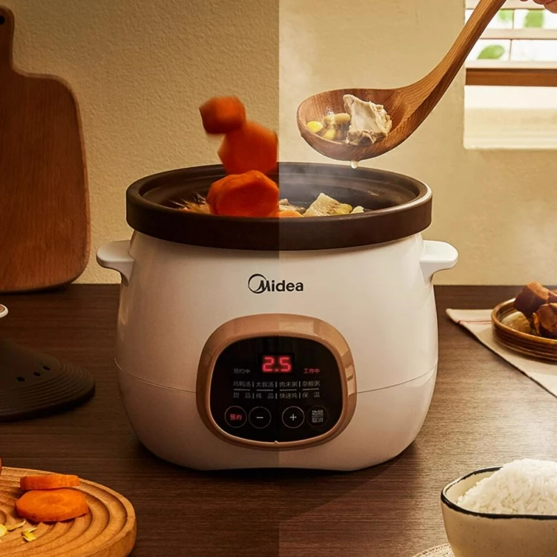 Midea 220V Electric Stew Pot Ceramic Soup Household 3L Porridge Bird's Nest Auxiliary Food Machine Baby Baby Cooking Machine