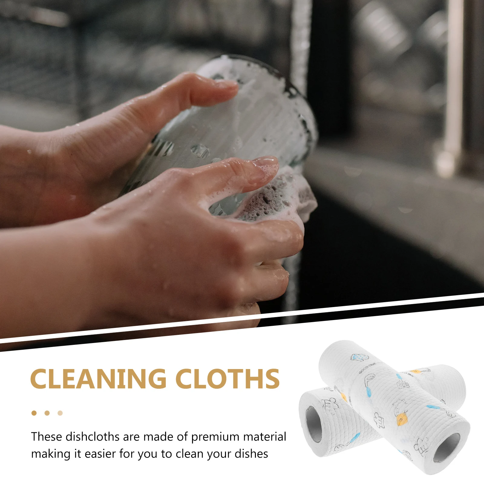 

2 Rolls Disposable Dish Cloths Washable Kitchen Towels Quick Dry Cleaning Rags Dual Use Cloth Household Supplies