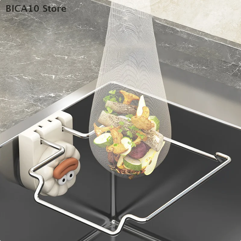 Con filtro usa e getta Mesh Filtro per lavello Rack Forte ventosa portante Scarico per rifiuti Design piegato