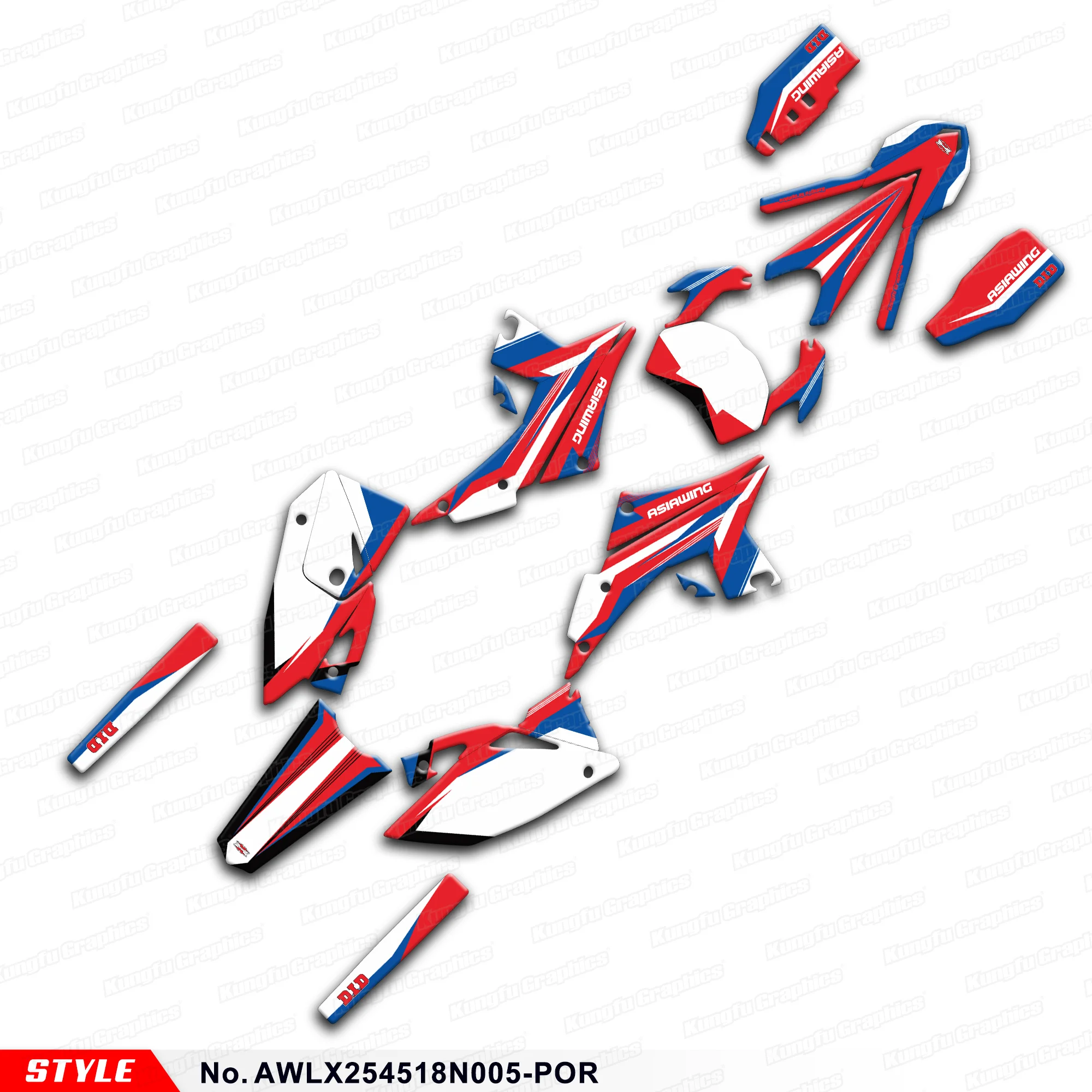 

JY RACING Motorcycle Stickers Racing Graphics for Asiawing LX250 LX450 2018 2019 2020 2021 2022 2023 2024, AWLX254518N005-POR