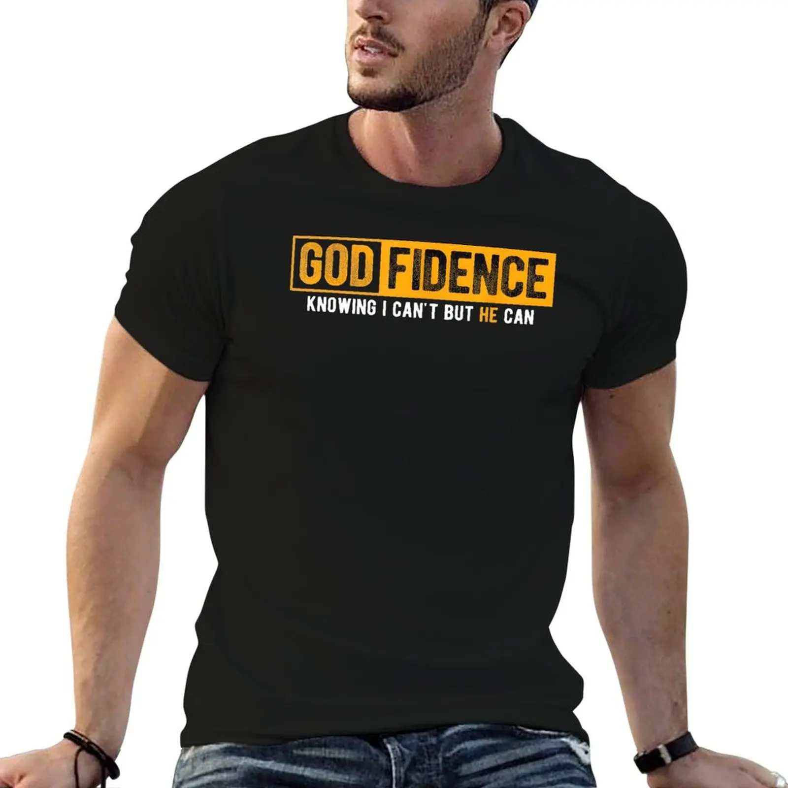 

Godfidence Мотивационный дизайн Топ Футболка Креативная футболка с круглым вырезом Спорт Юмор Графический Досуг Европейский размер