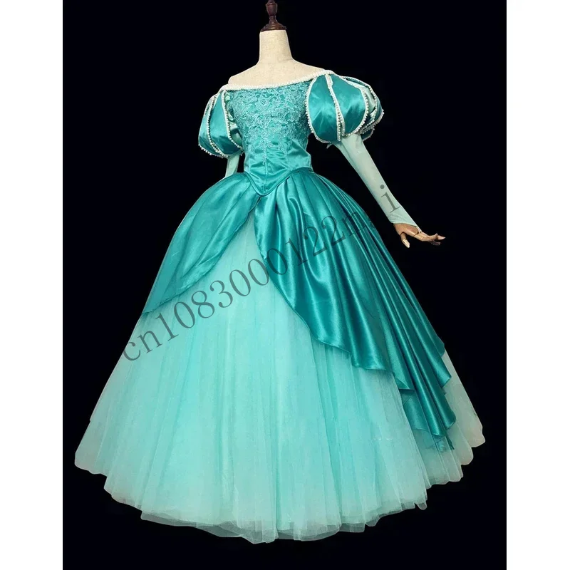 Custom-Made Top Quality Princess Cosplay Costume With Pearls Lace Up Ariel Dress For Adult Women Halloween Party CMM221